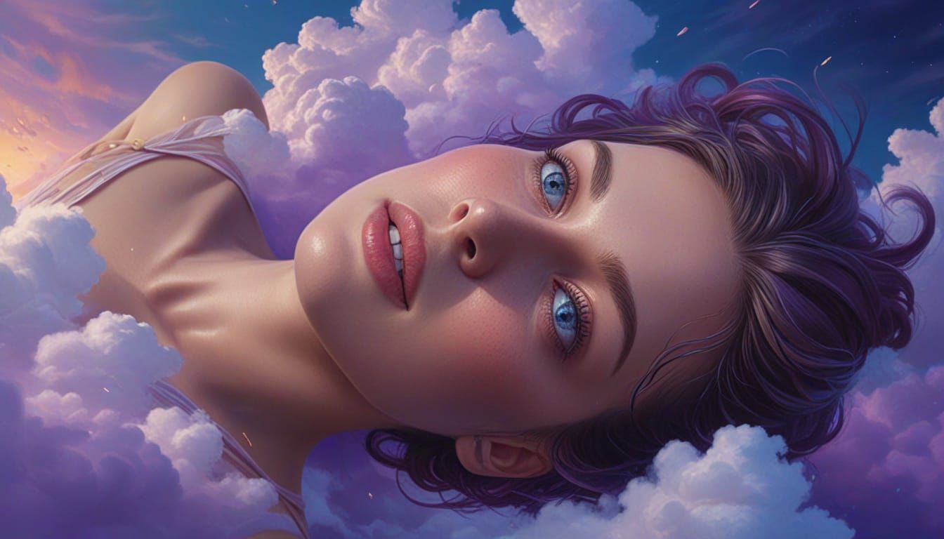 Surreal Portrait of Floating Person in Oil Painting Style
