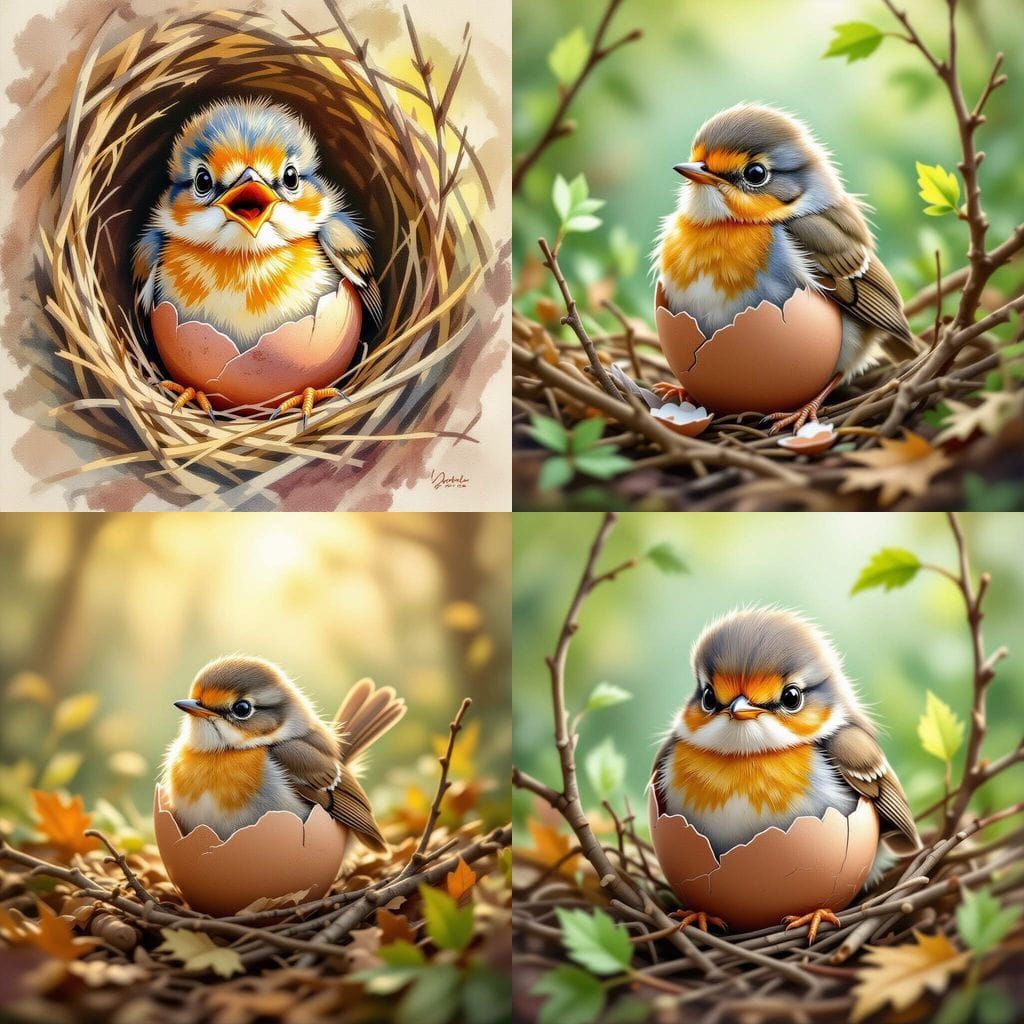 Baby Robin Hatching From Egg