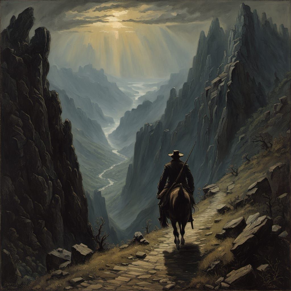 Dramatic Mountain Pass Inspired by Romanticism