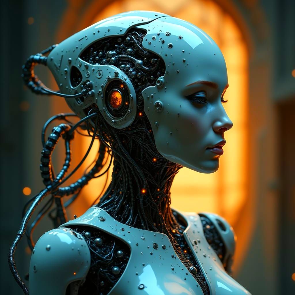 Futuristic Humanoid Robot Portrait in Sci-Fi Style