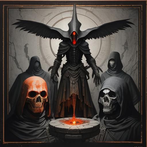 Surreal Steampunk Cult Ritual in Dark Temple