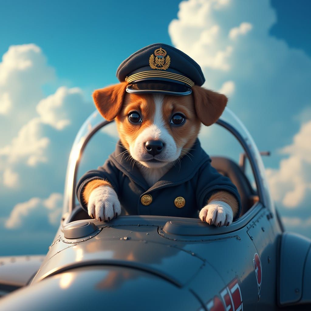 Cute Baset Hound Puppy Fighter Pilot in Stunning 8K Matte Pa...