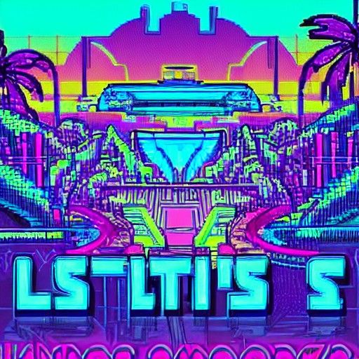 Atlantis in Synthwave Neon Retro Style