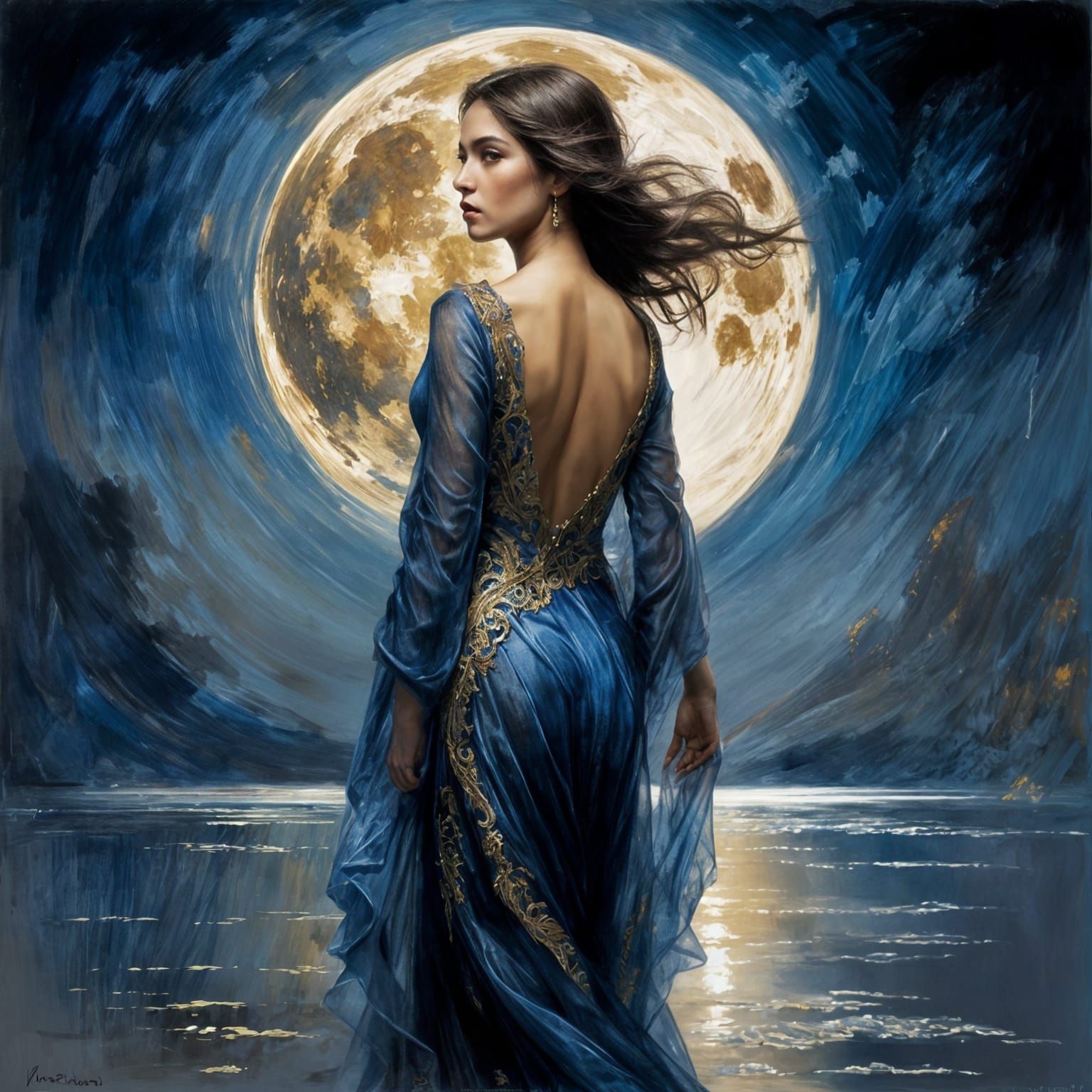 Ethereal Goddess in Moonlit Splendor