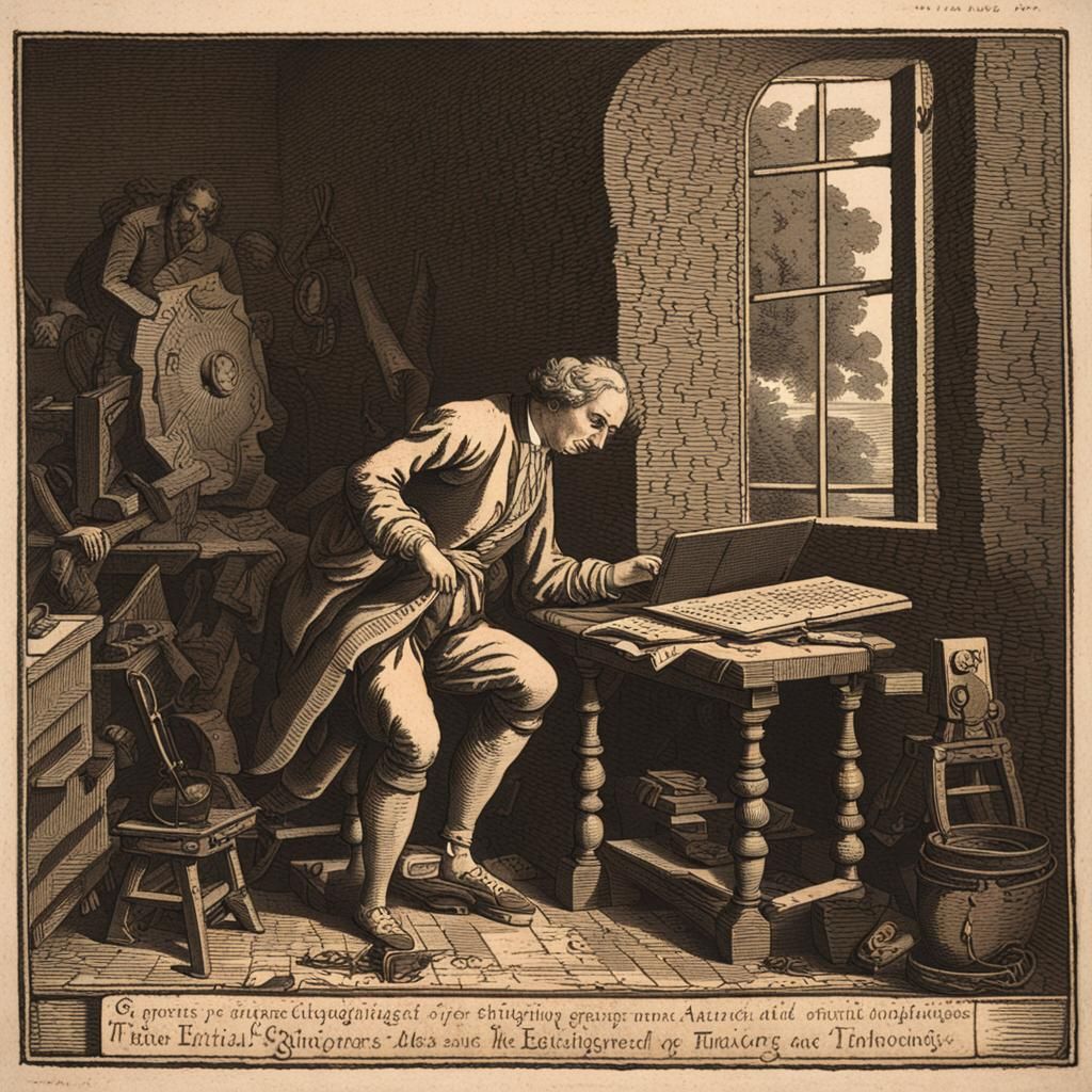 Artist Contemplates Technology: 18th Century Woodblock Print