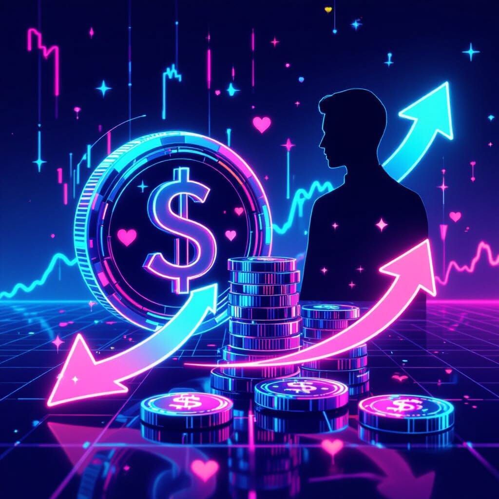 Synthwave Currency Exchange Diagram with Neon Gradients