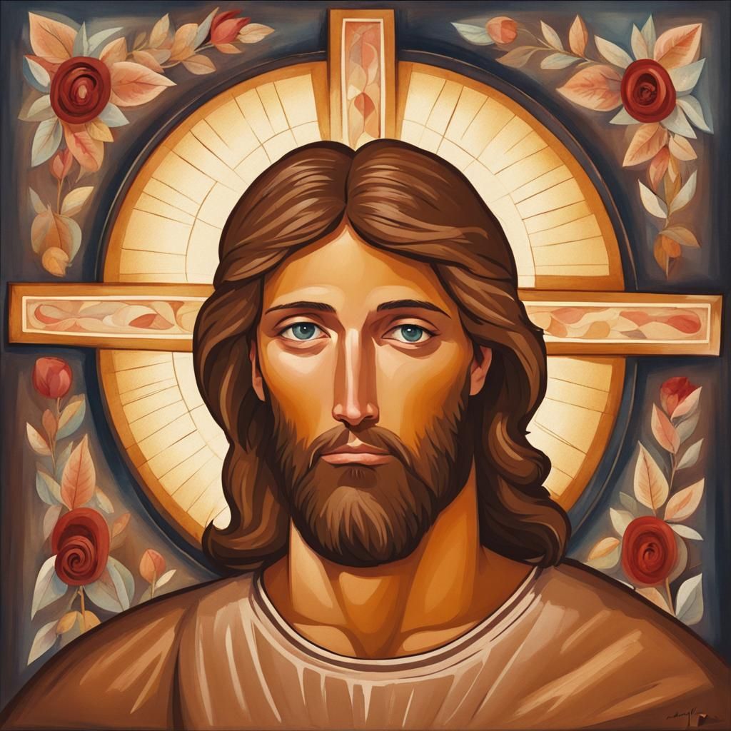 Radiant Male Face Symbolizing Grace, in Children's Book Styl...