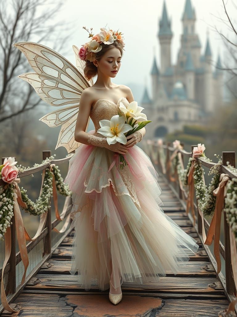 Whimsical Easter Fairy in Art Nouveau-Inspired Fantasy Lands...