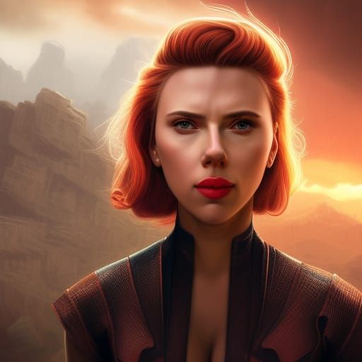 Scarlett Johansson as Fighter Pilot: Detailed Matte Painting