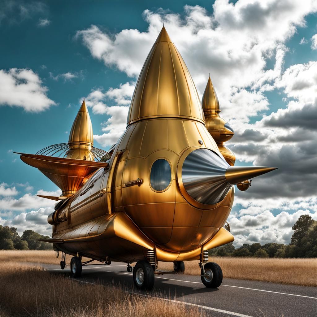 Rockets and Spaceships in Stormy Skies, Digital Art