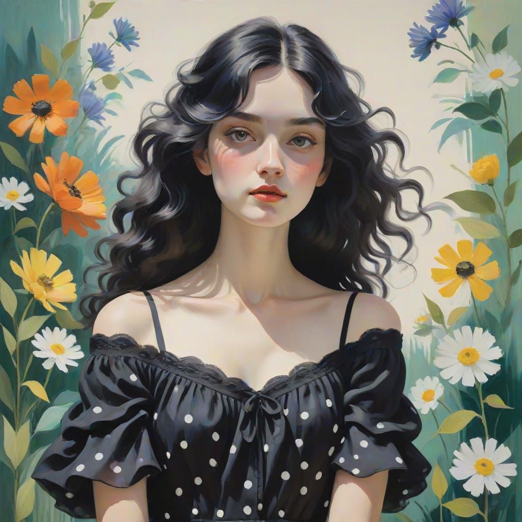 Elegant Whimsy in Impressionist Style, Gouache Painting