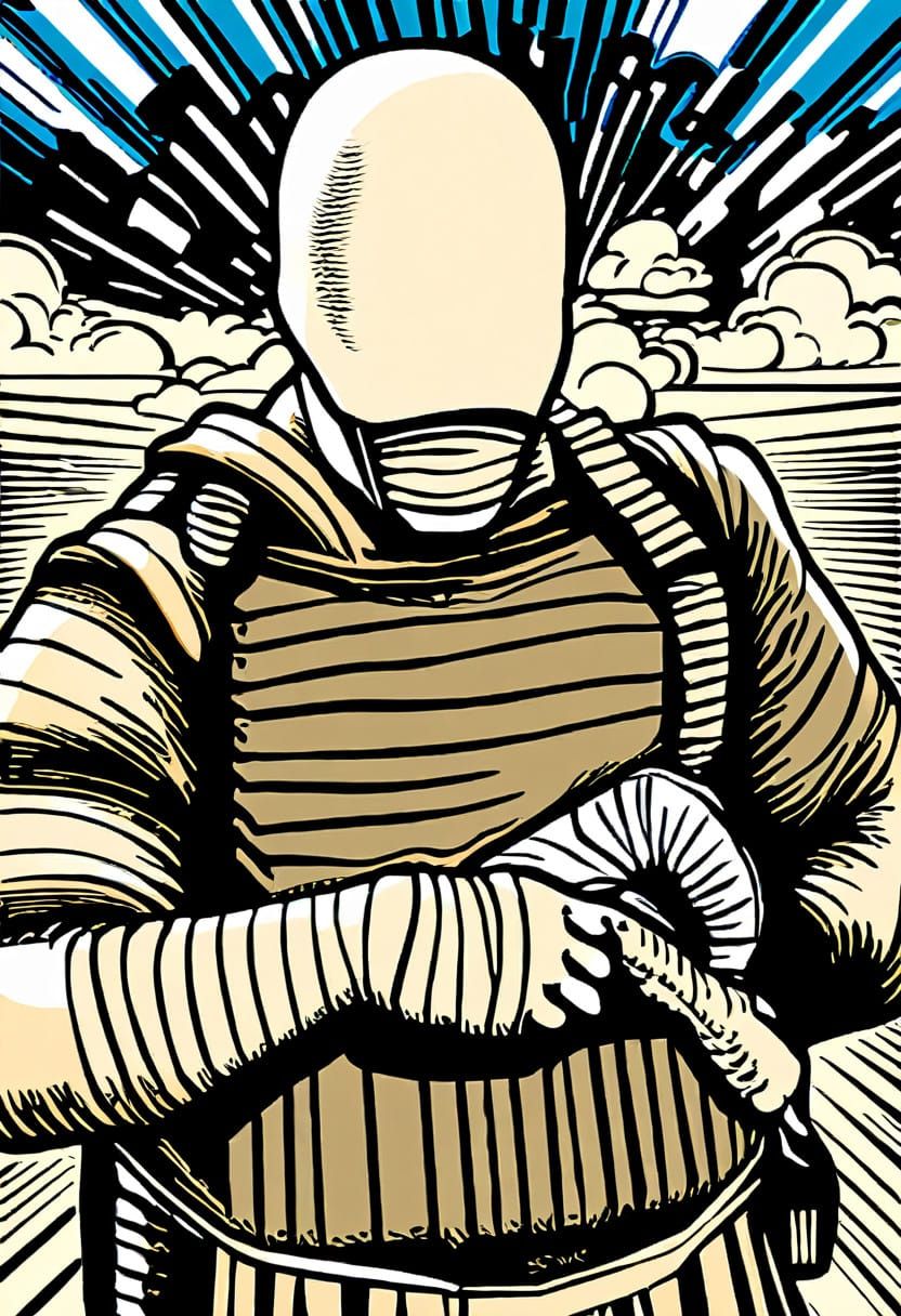 Superhero Bricklayer in Dynamic Comic Book Style