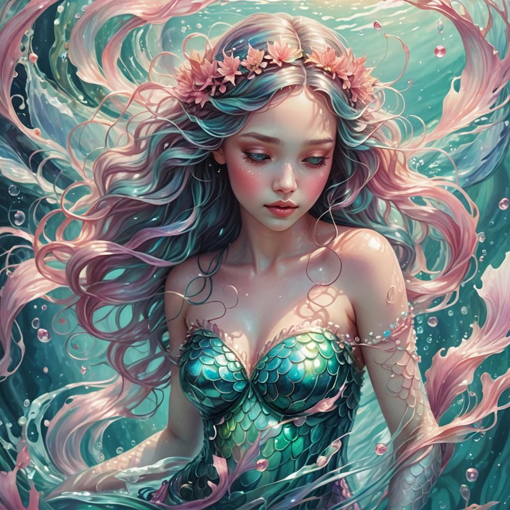 Iridescent Water Nymph in Shimmering Ocean