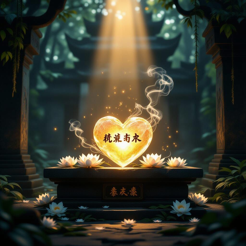 Ancient Temple Altar in Mystical Forest Cinematic Scene