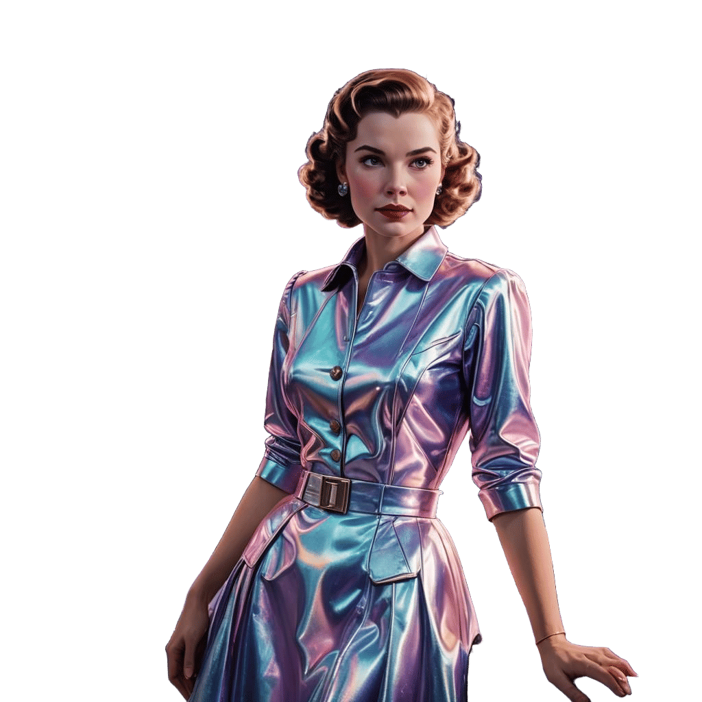 Retro-Futuristic American Tradwife Portrait in Splash Art St...