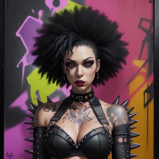 Cyborg Punk Girl Smoking in Gothic Steampunk Style