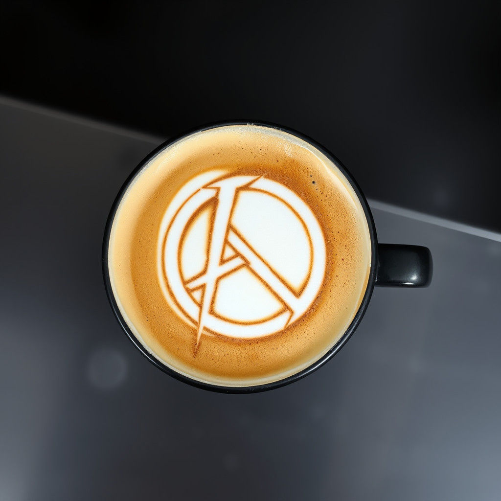 Latte Art: Anarchy Symbol in Coffee Froth