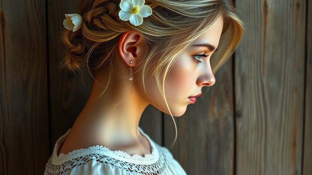 Renaissance-Inspired Young Woman in Profile