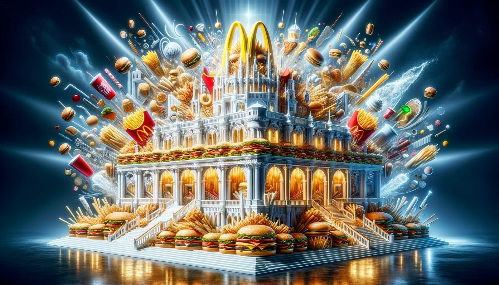 Surreal Burger Palace with Royal Flair in Impressionistic St...