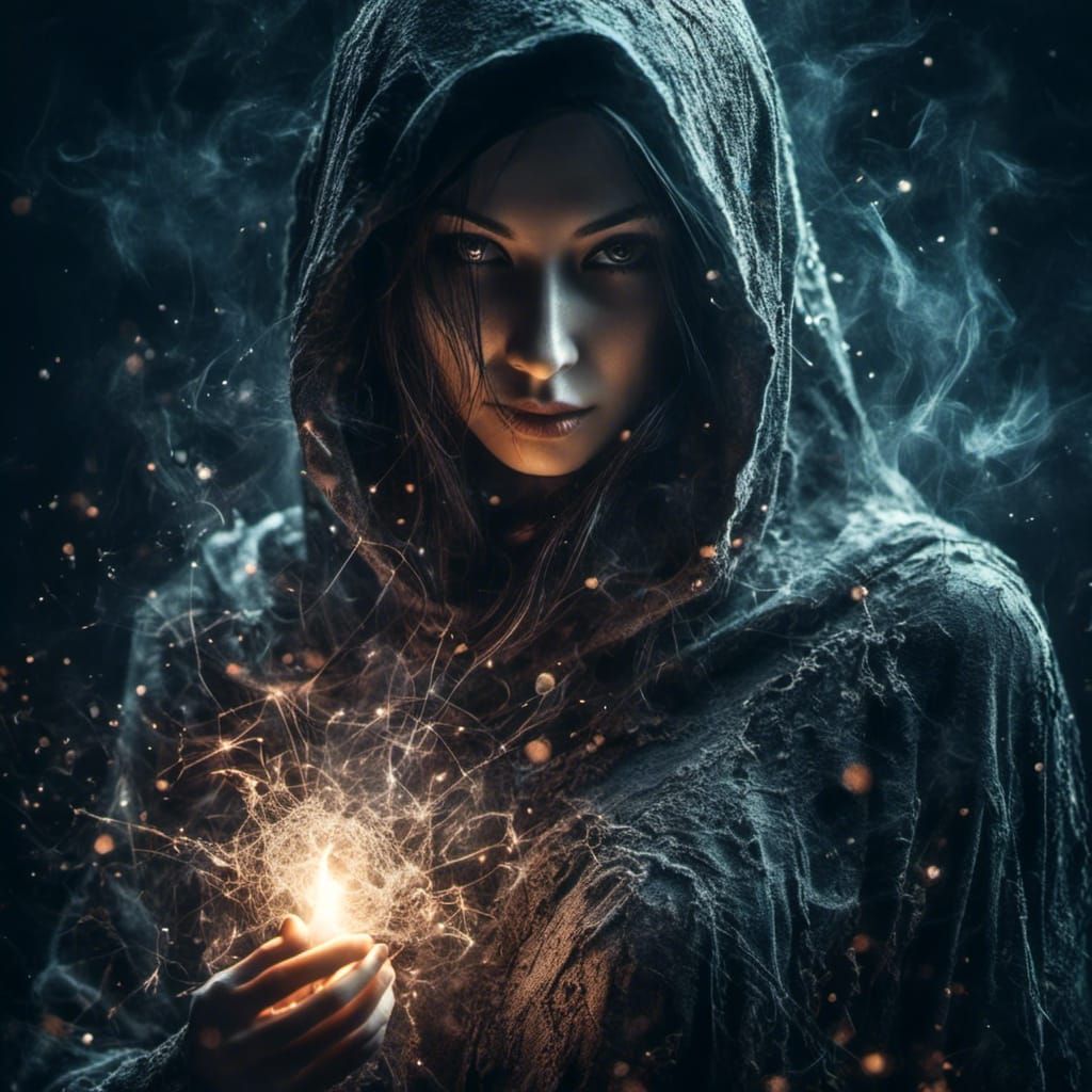 Ethereal Ghost Ninja Woman in Spectral Art