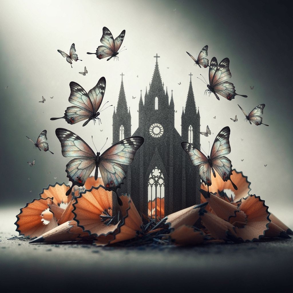 Butterflies Emerge from Pencil Shavings Forming Cathedral