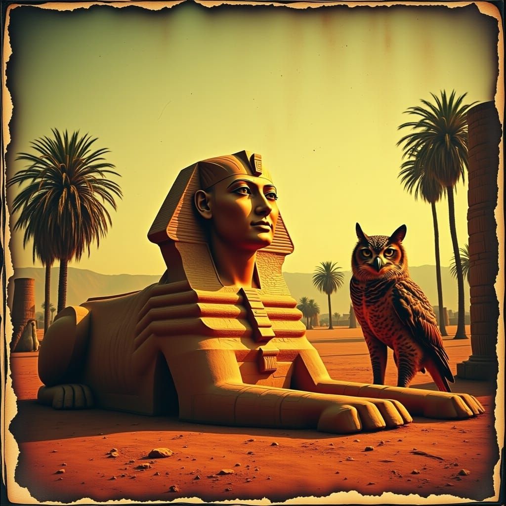 Egyptian Owl in Vintage Duotone