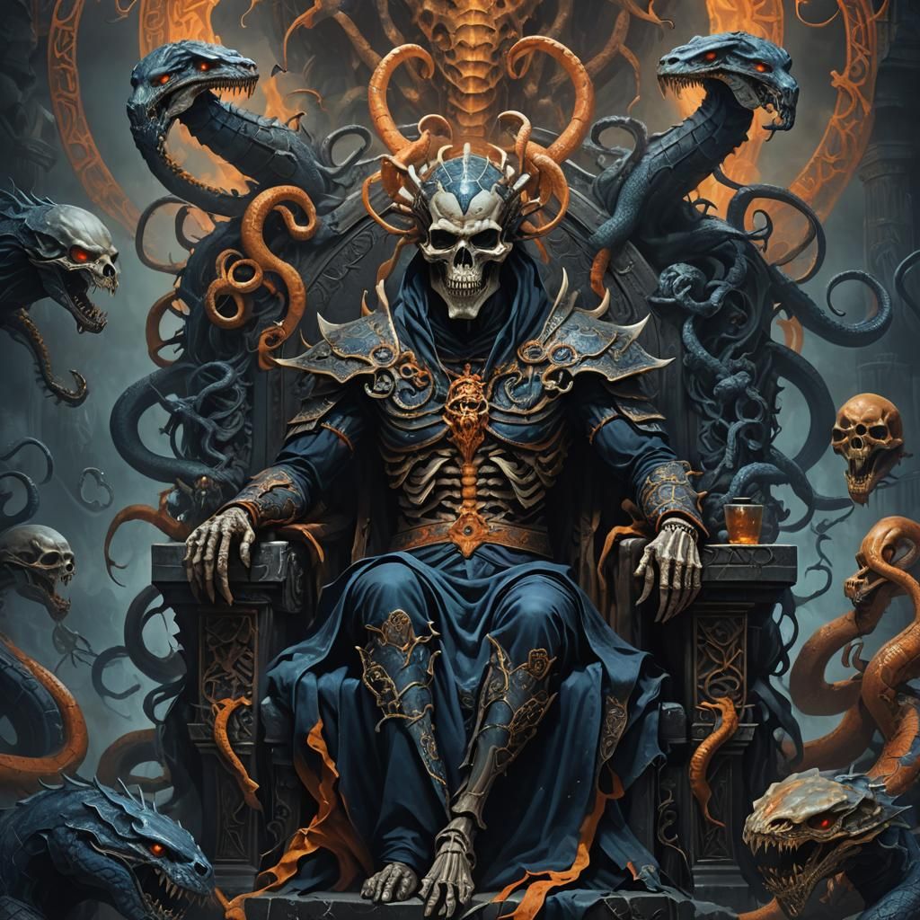 Hydra, Skeletal God of Death in Dark Underworld