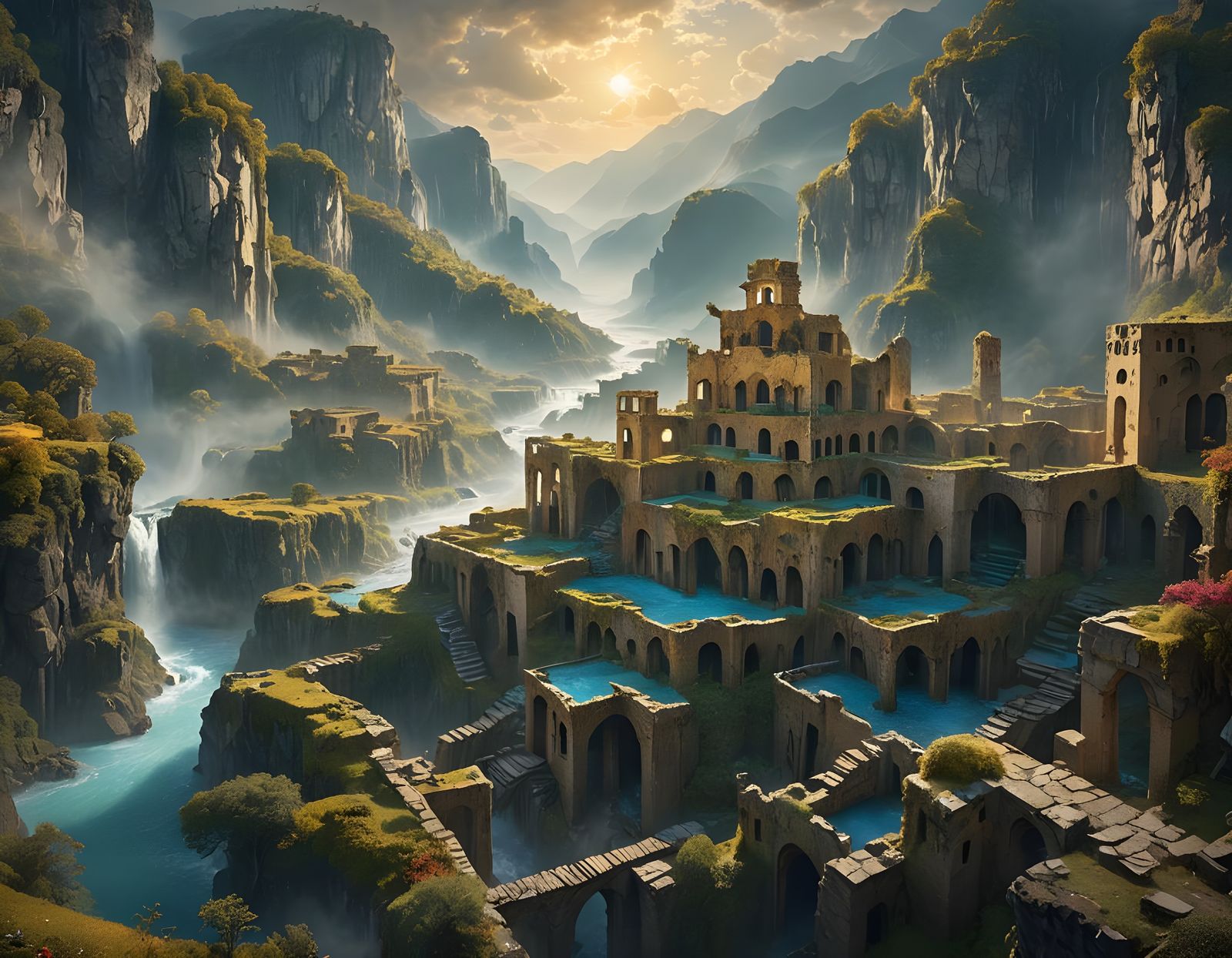 Colorful Tartarian Ruins in Klimt Style