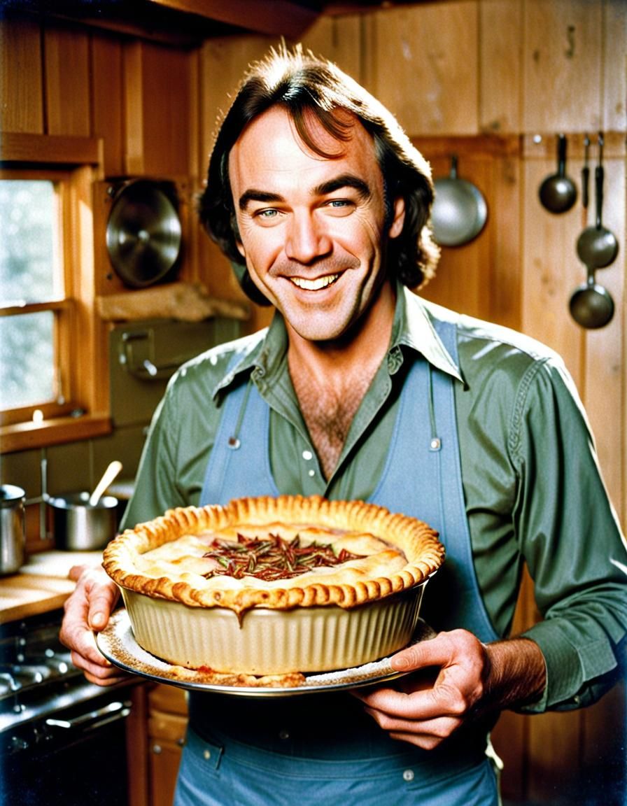 Grinning Neil Diamond with Porcupine Pot Pie