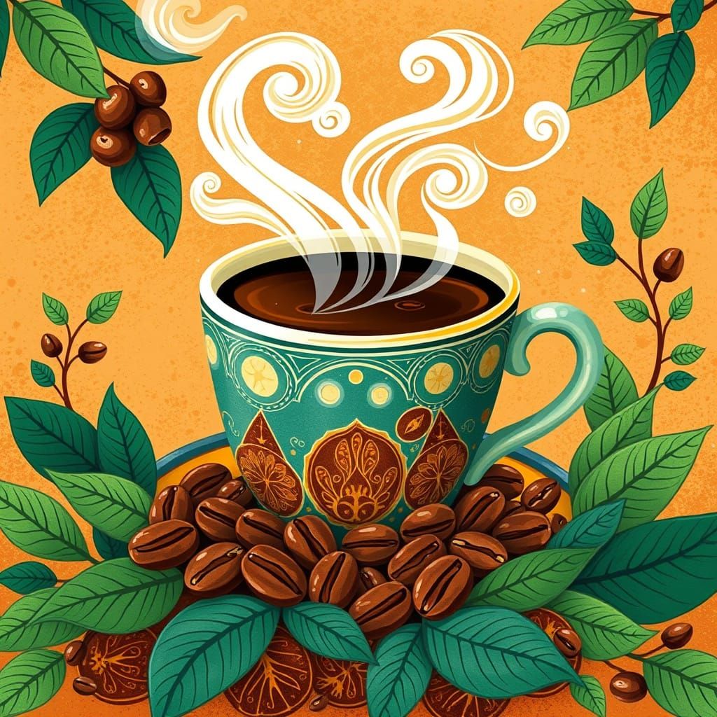 Whimsical Coffee Oasis in Vibrant Eclectic Style