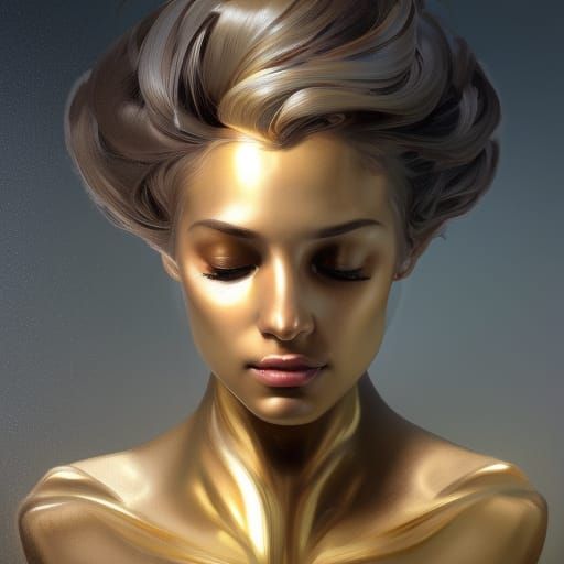 Heart of Gold Portrait in Hyperdetailed Style