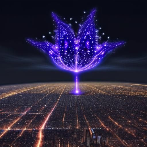 Night Cityscape with Kirlian Aura