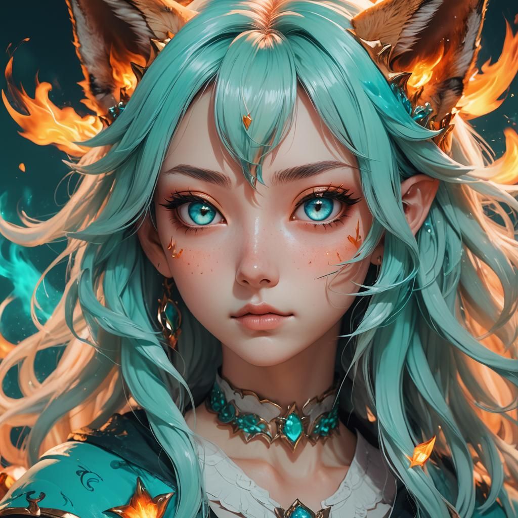 Anime Girl with Fox Ears Possessed by Devil