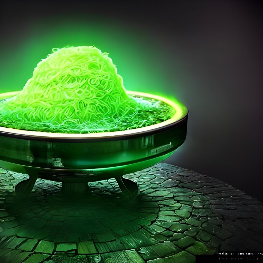Radioactive Ramen with Green Glow, Matte Painting