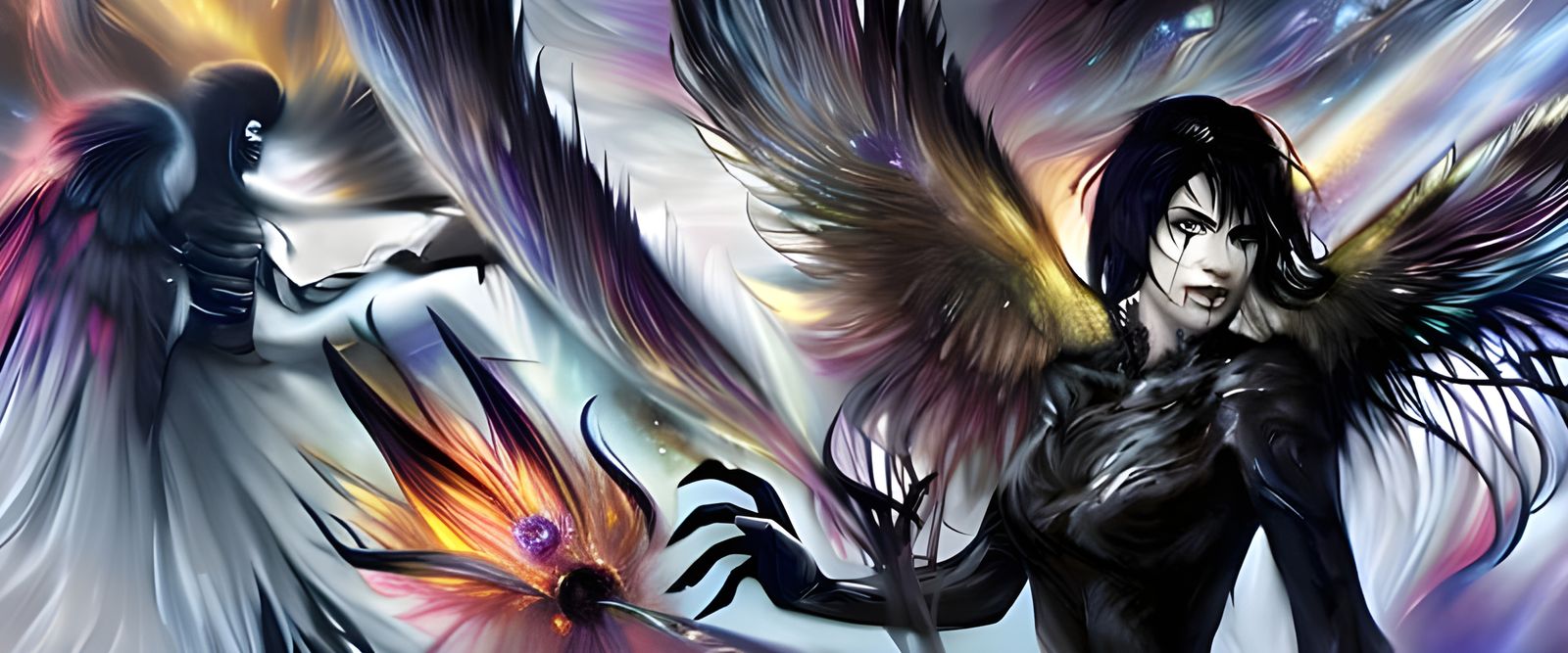 Gothic Angel Wings in Space: Digital Concept Art