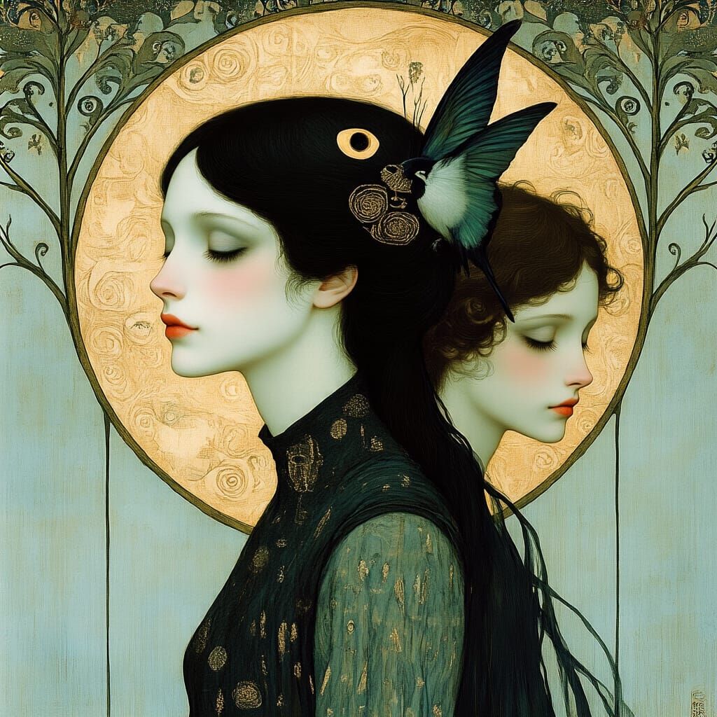 Mythological Figures Inspired by Art Nouveau and Symbolism