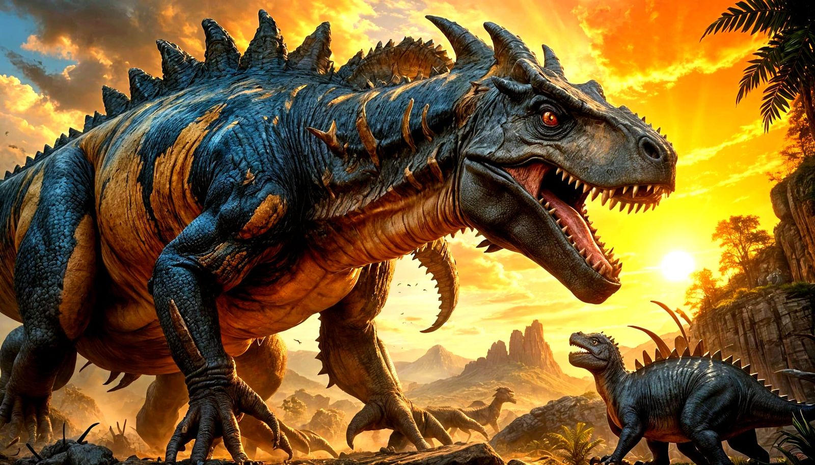 Allosaurus vs Stegosaurus: Jurassic Clash in Comic Book Styl...