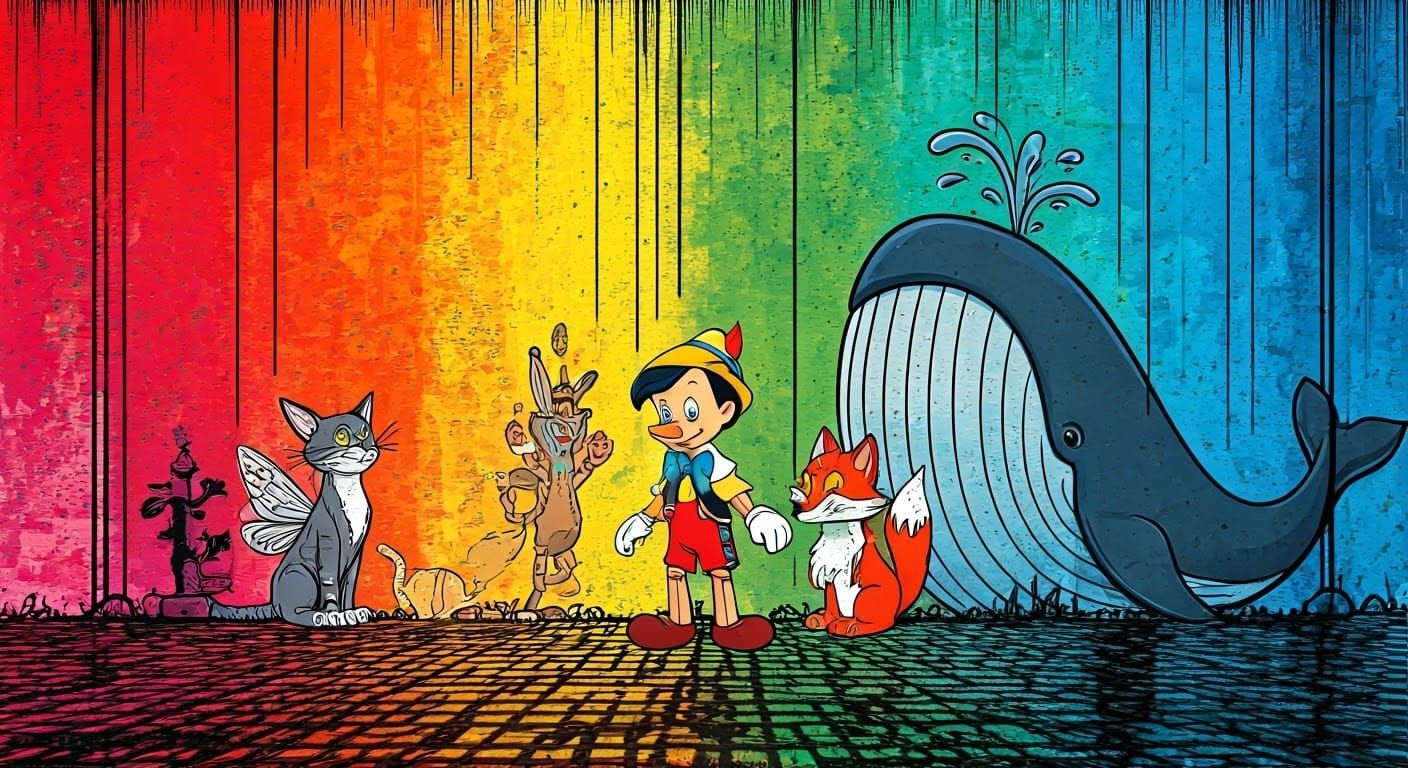 Lively Street Art Scene in Keith Haring Style