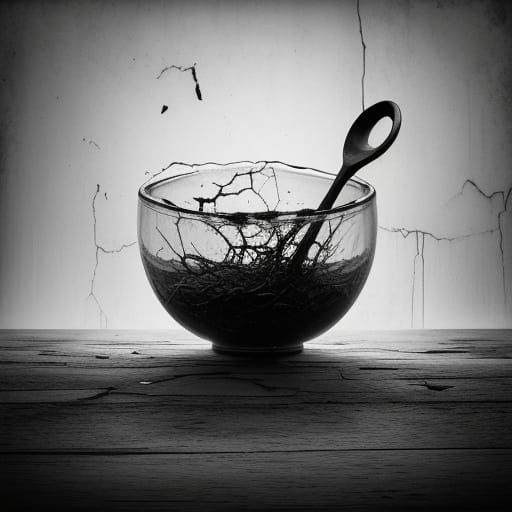 Surreal Macro Study of a Withered Hand in a Desolate Landsca...