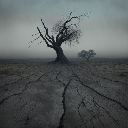 Surrealist Landscape of Desolation and Hope