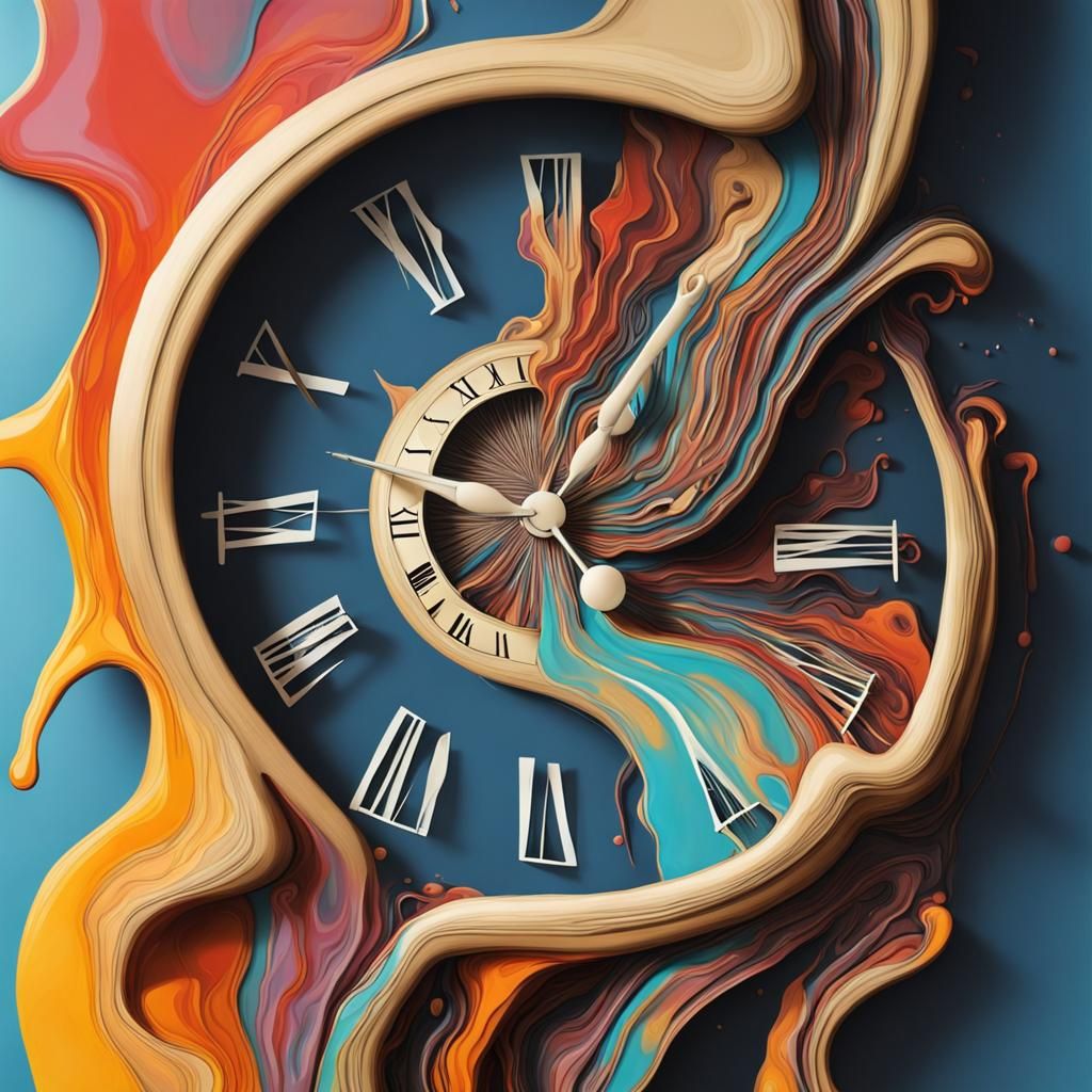 Surreal Melting Clock Abstract Art