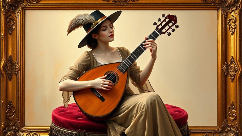 A Serene Bard Performs in Elegant 19th Century Style
