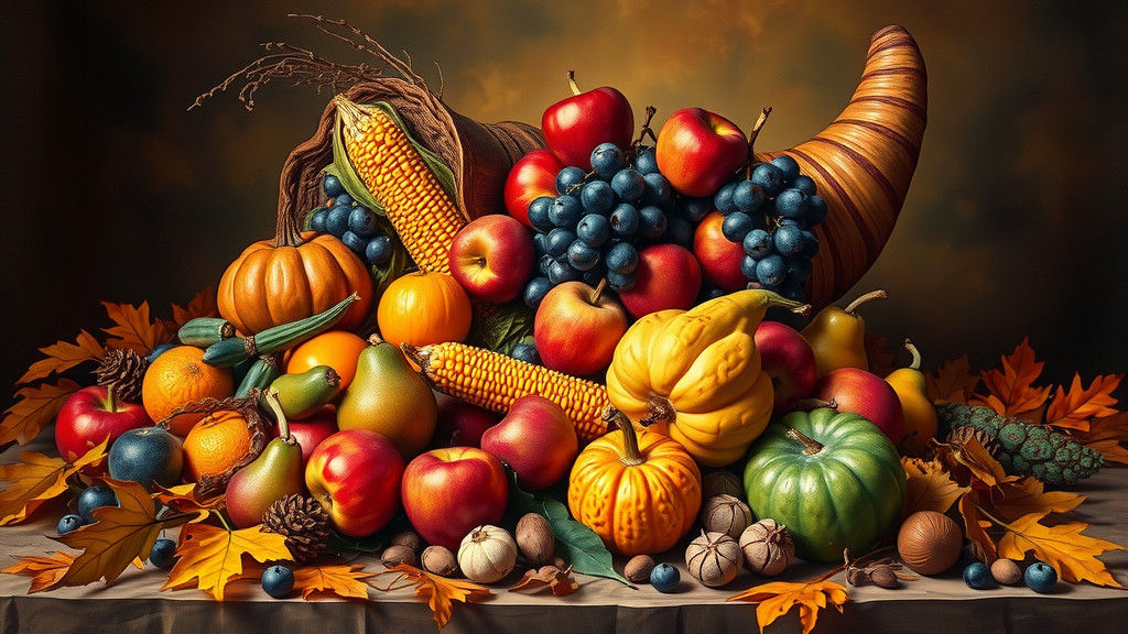 Abundant Harvest Cornucopia in Renaissance Style