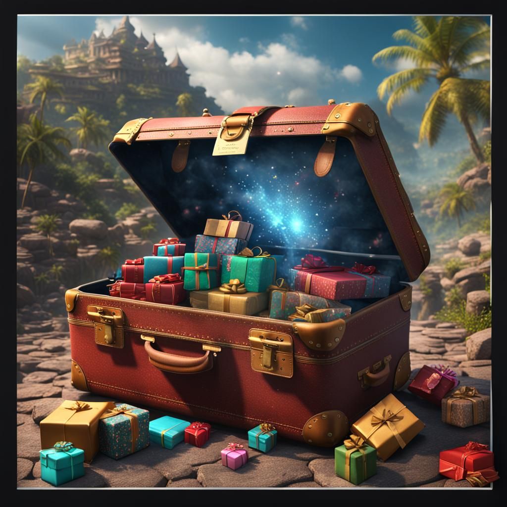 Suitcase Filled with Gifts for Ecuador: Fantasy Art