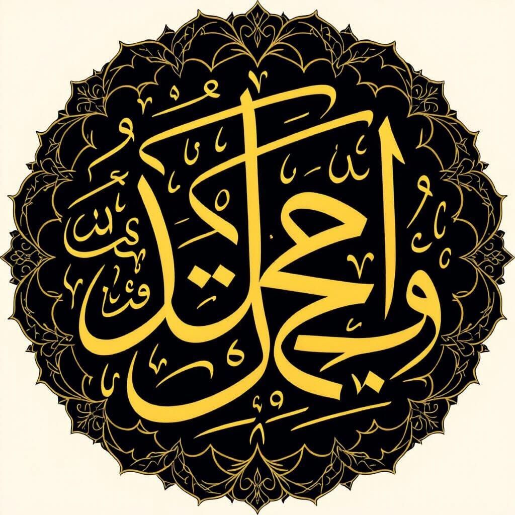 Elegant Arabic Calligraphy in Gold Ink on Black Paper