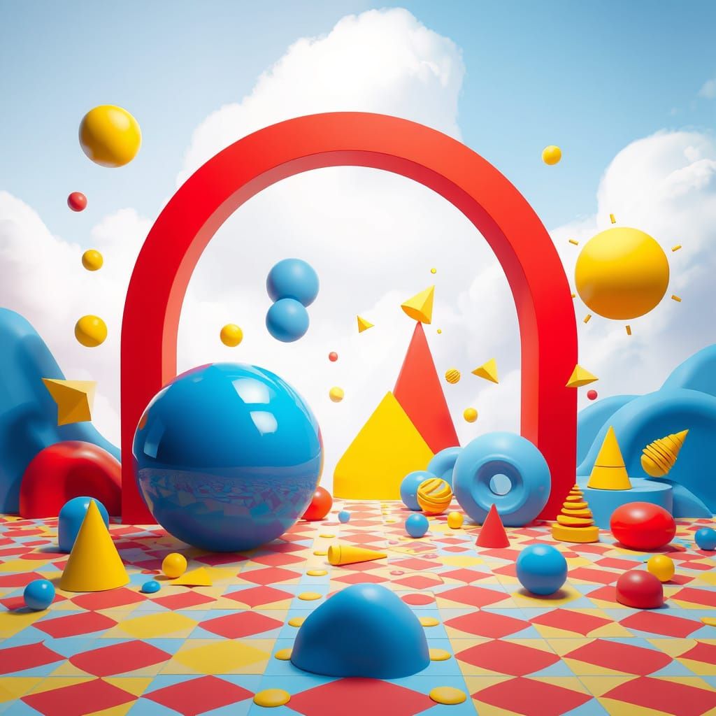 Surreal Abstract Masterpiece with Triadic Color Scheme