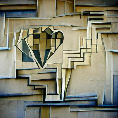 Geometric Art Deco Heart Illustration