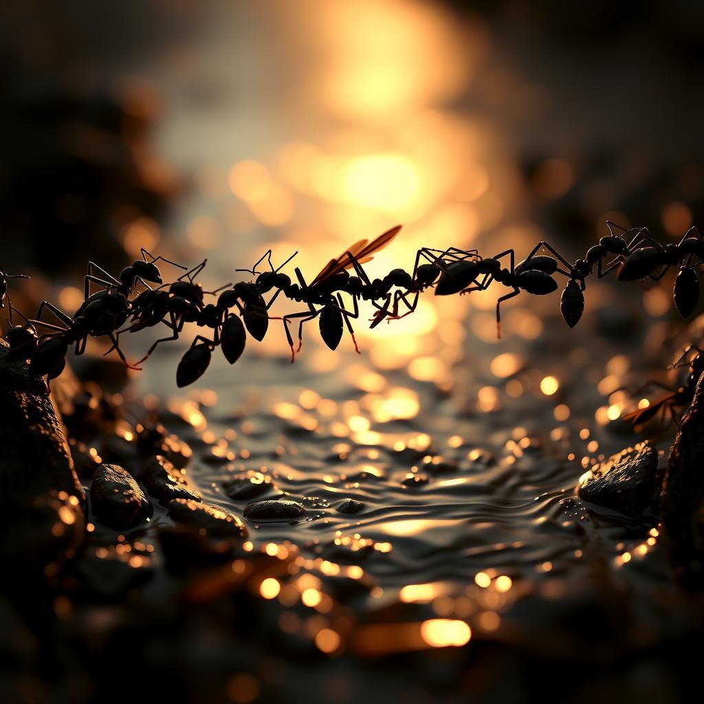 Ants Create Living Bridge with Hyper-Realistic Details