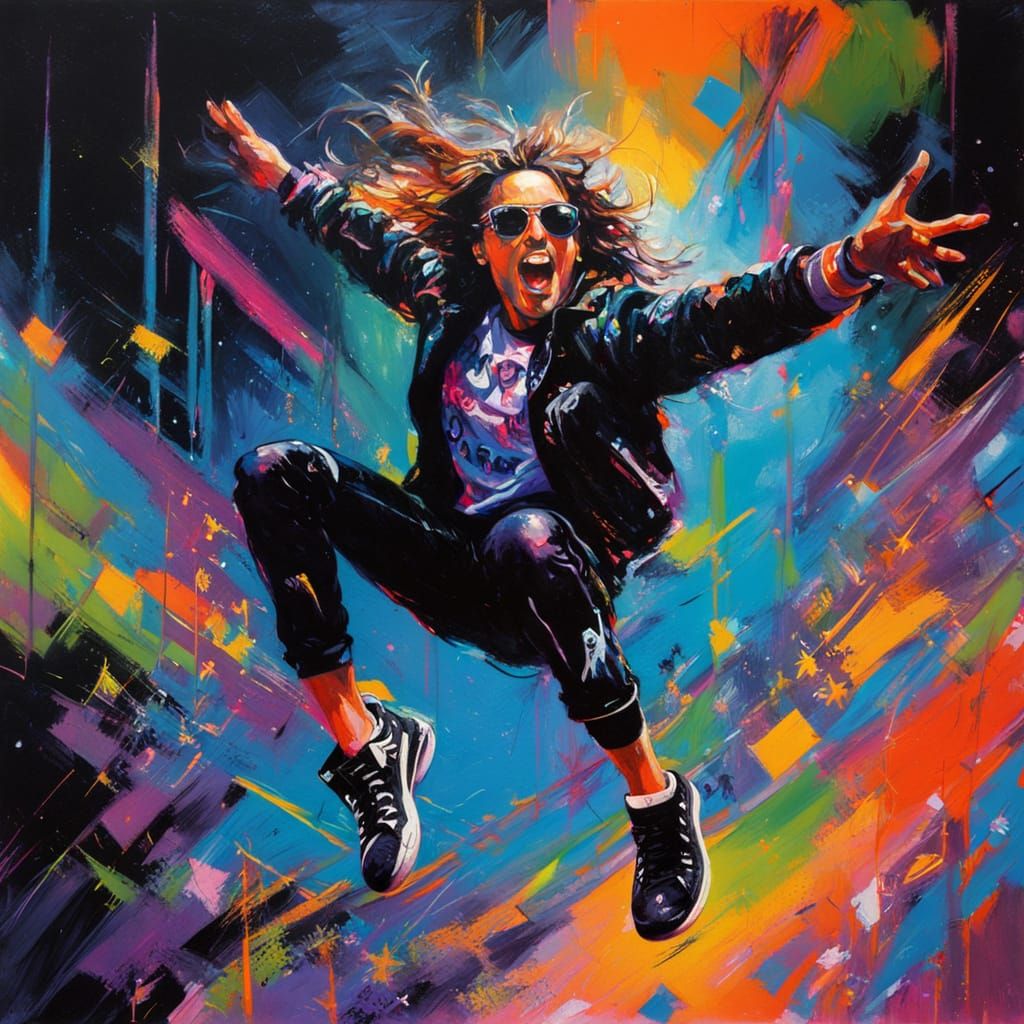 Rock Star Leaps into Neon Light