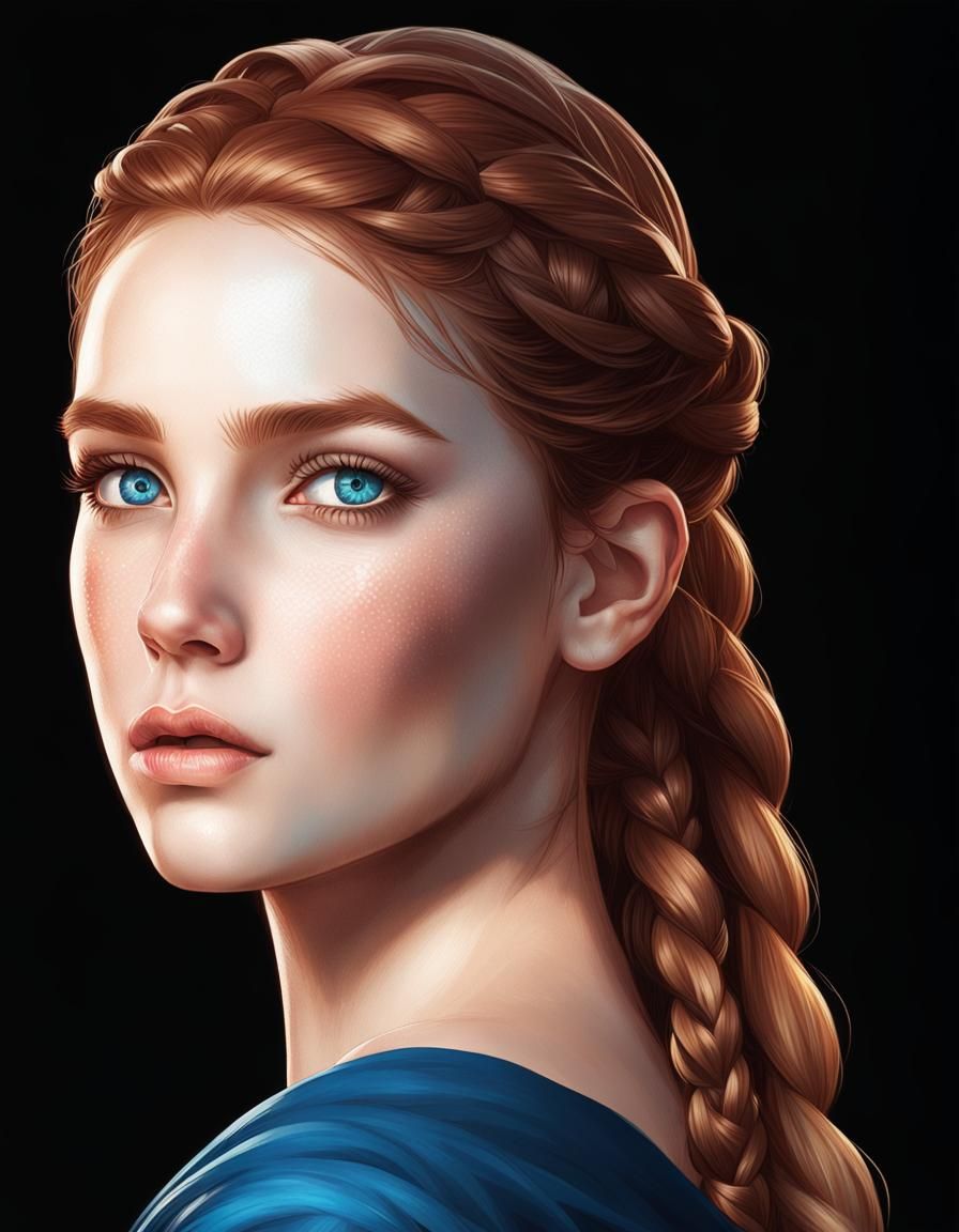 Auburn Haired Maiden Portrait in Hyperdetailed Digital Art